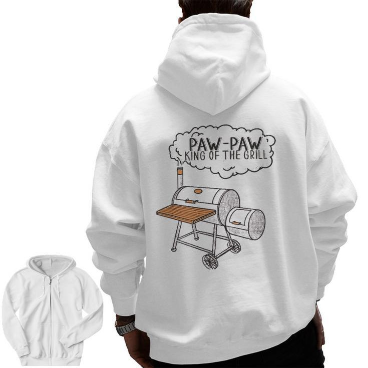 Mens Paw-Paw King Of The Grill Father's Day Zip Up Hoodie Back Print