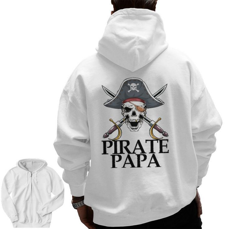 Mens Pirate Papa Captain Sword  Halloween Zip Up Hoodie Back Print
