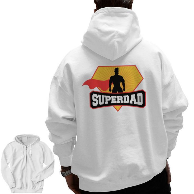 Mens Superdad Superhero Themed For Father's Day Zip Up Hoodie Back Print