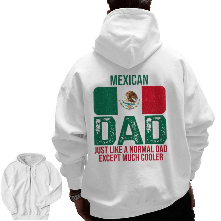 Mens Vintage Mexican Dad Mexico Flag For Father's Day Zip Up Hoodie Back Print