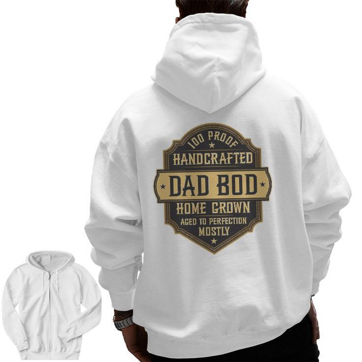 Mens Vintage Whiskey Label Dad Bod Drinking Father's Day Zip Up Hoodie Back Print