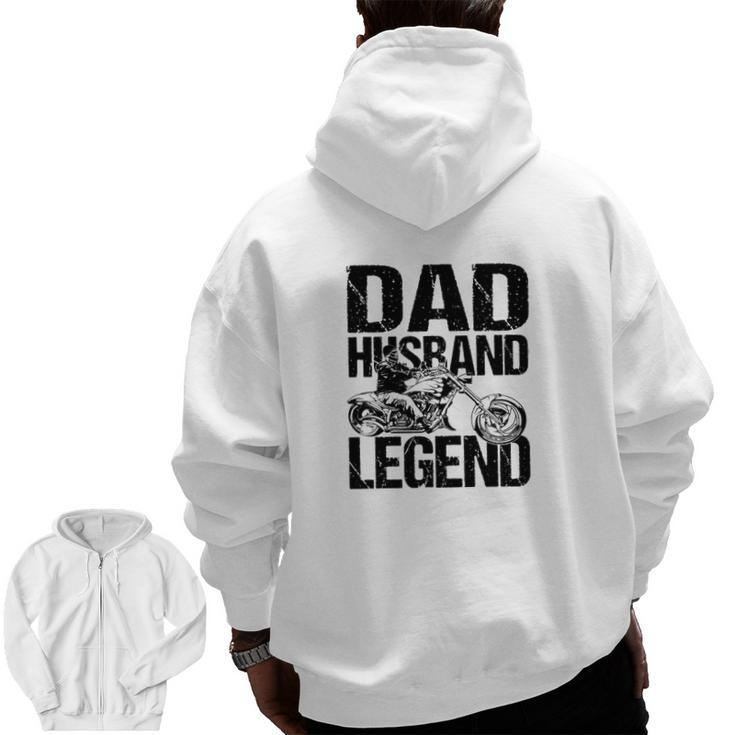 Motorcycle Dad Husband Legend Classic Zip Up Hoodie Back Print