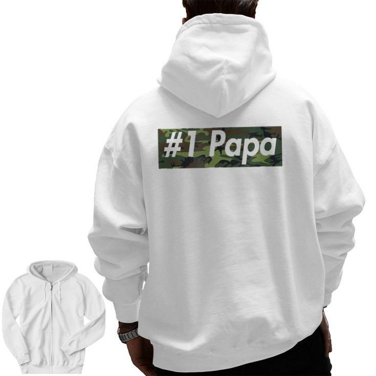 Number One Papa Best Father Dad Camo Box Zip Up Hoodie Back Print