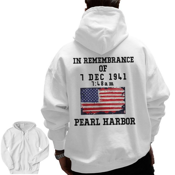 Pearl Harbor T Navy Veteran  Zip Up Hoodie Back Print