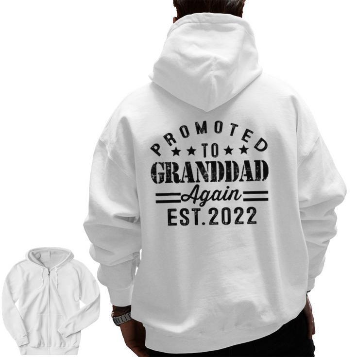 Promoted To Granddad Again Est 2022 Pregnancy Zip Up Hoodie Back Print
