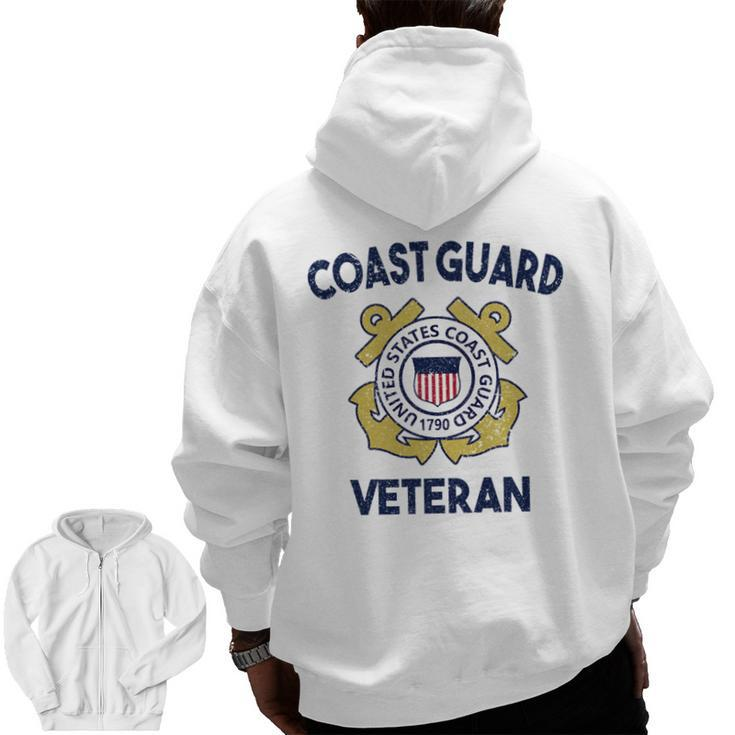 Proud Us Coast Guard Veteran Military Pride Veteran  Zip Up Hoodie Back Print