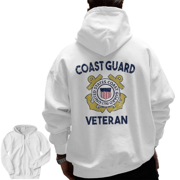 Proud Us Coast Guard Veteran Military Pride Zip Up Hoodie Back Print