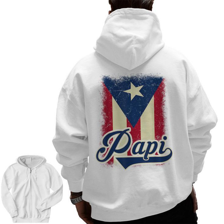 Puerto Rican Flag Papi Puerto Rico Dad Father Day  Zip Up Hoodie Back Print