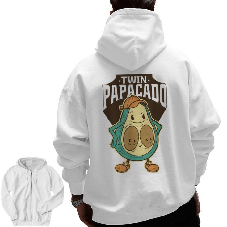 Twin Papacado Avocado Father Dad Fathers Day Father Of Twins  Zip Up Hoodie Back Print