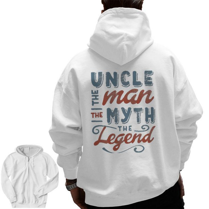 Uncle The Man Myth Legend Father's Day Men's Zip Up Hoodie Back Print