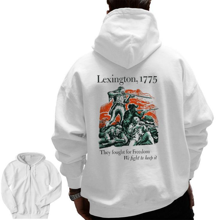 Usa Patriotic Vintage Battle Of Lexington Revolutionary War Zip Up Hoodie Back Print