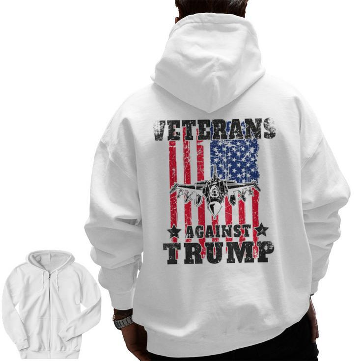Veterans Against Trump Anti Trump Jet Flag Military Zip Up Hoodie Back Print