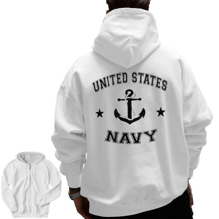 Vintage Veteran Of The United States Navy Seabee Us Military Zip Up Hoodie Back Print