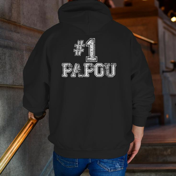 1 Papou Number One Sports Father's Day Zip Up Hoodie Back Print