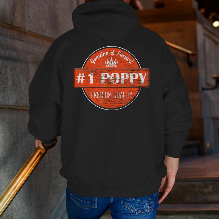 1 Poppy Men Number One Dad Grandpa Fathers Day Zip Up Hoodie Back Print