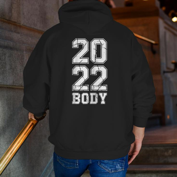 2022 Body New Year Resolution Retro Gym Fitness Motivation Raglan Baseball Tee Zip Up Hoodie Back Print