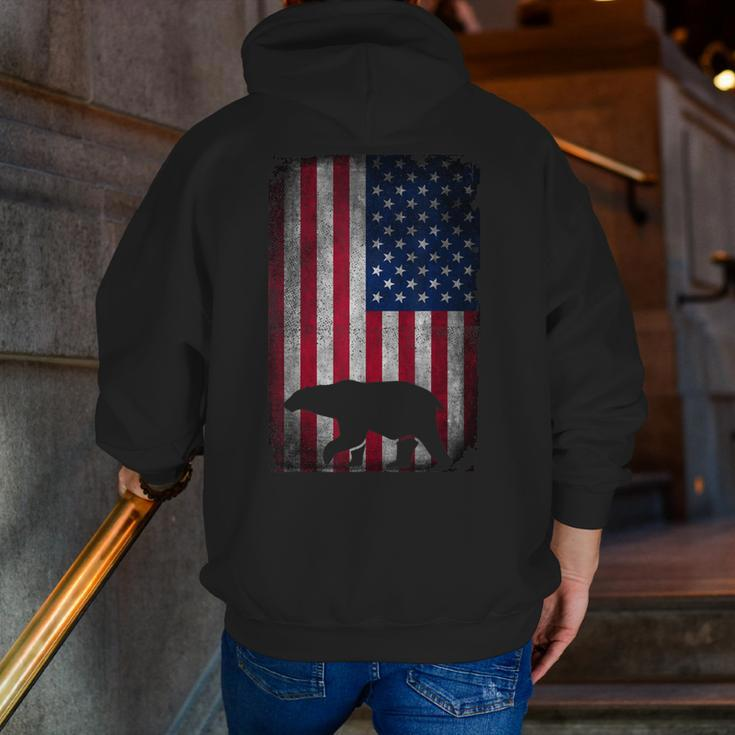 American Bear Hunter Patriotic For Dad Father's Day Zip Up Hoodie Back Print