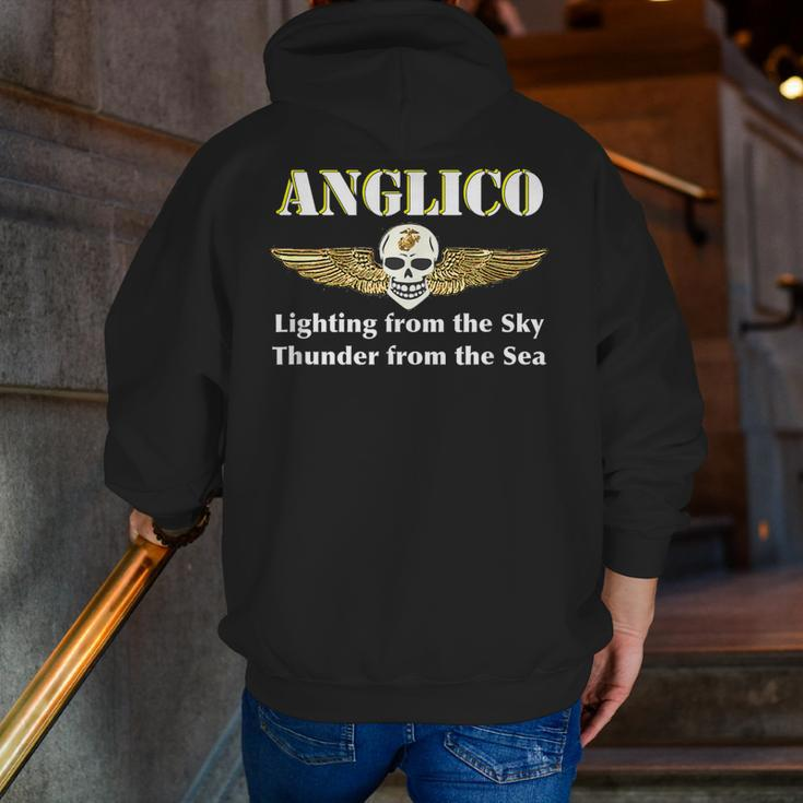 Anglico Eagle Globe Anchor VeteranZip Up Hoodie Back Print