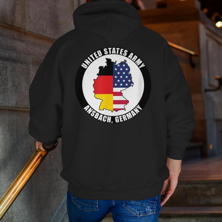 Ansbach Germany United States Army Military Veteran Zip Up Hoodie Back Print
