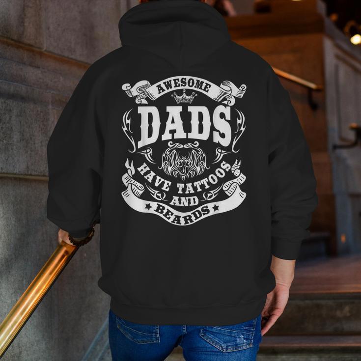 Awesome Dads Have Tattoos And Beards Fathersday Zip Up Hoodie Back Print
