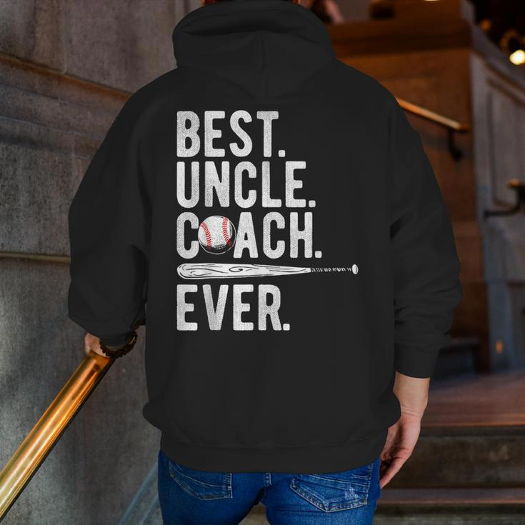 Baseball Best Uncle Coach Ever Proud Dad Daddy Father's Day Zip Up Hoodie Back Print