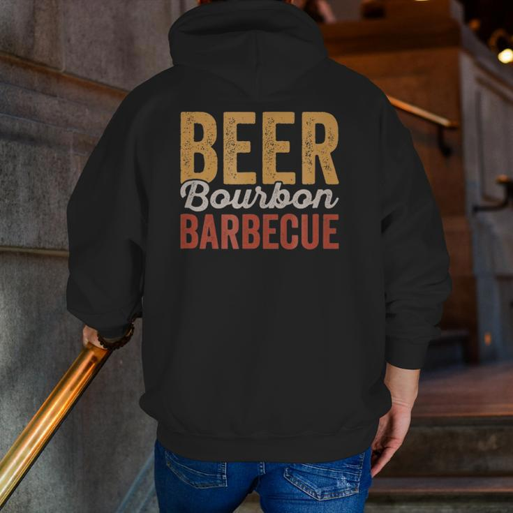 Beer Bourbon Bbq For Backyard Barbecue Grilling Dad Zip Up Hoodie Back Print