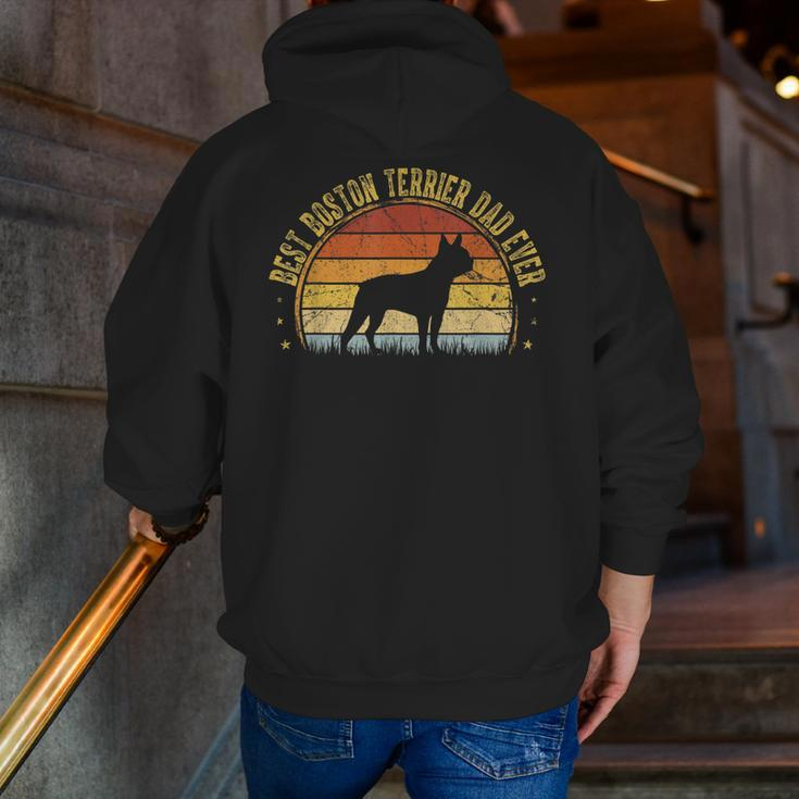 Best Boston Terrier Dad Ever Outfit Father's Day Zip Up Hoodie Back Print