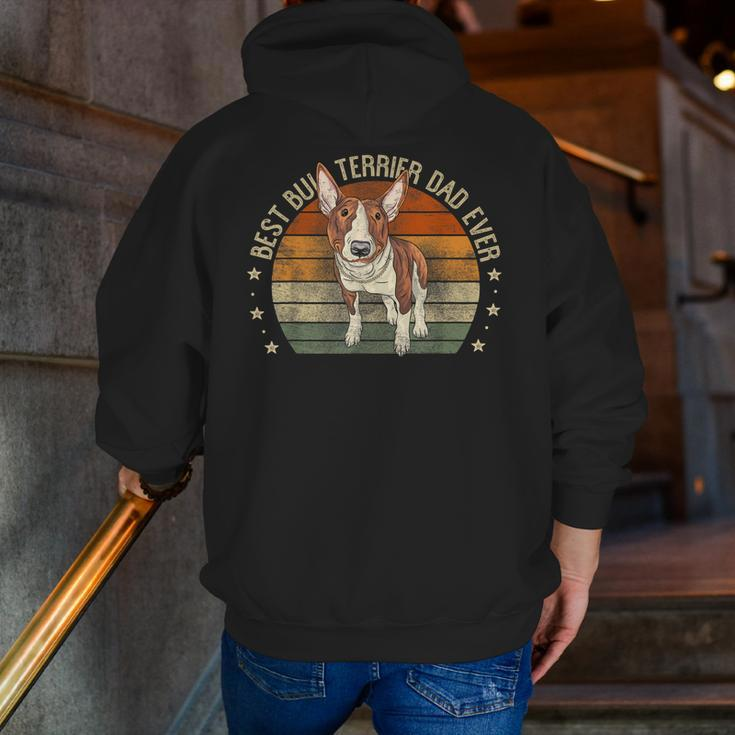 Best Bull Terrier Dad Ever Retro Bull Terrier Dog Daddy Zip Up Hoodie Back Print