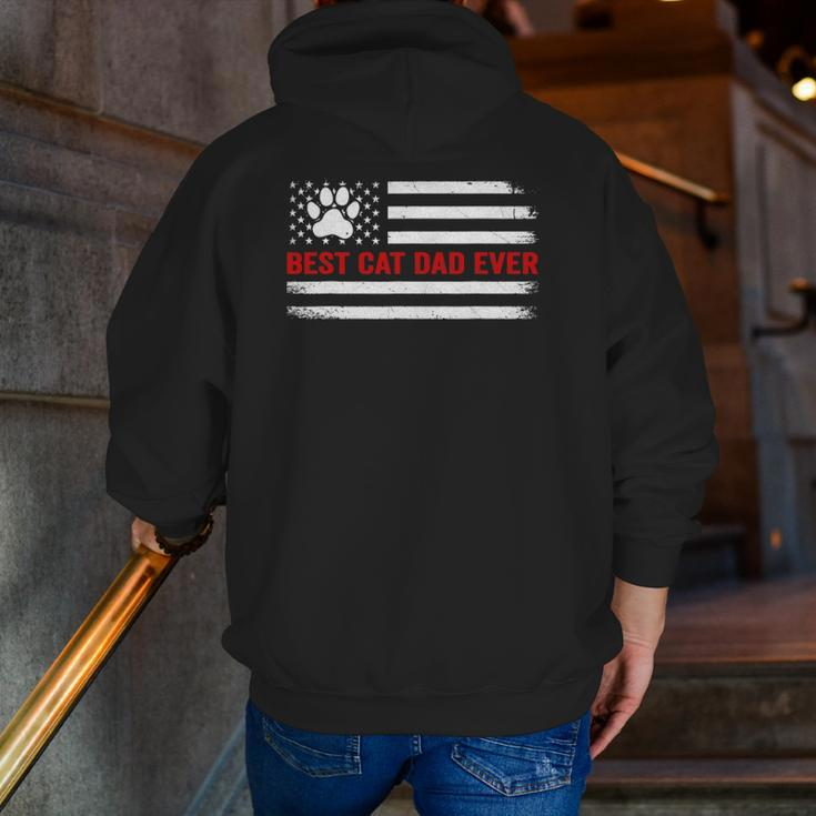 Best Cat Dad Ever American Flag Cat Lovers Father's Day Zip Up Hoodie Back Print