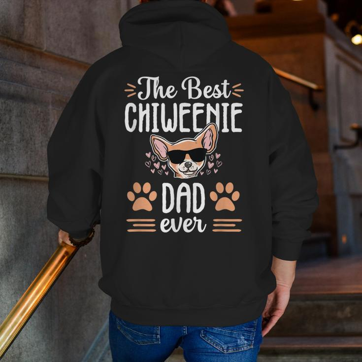 Best Chiweenie Dad Cute Dog Puppy Owner Love Lover Men Zip Up Hoodie Back Print