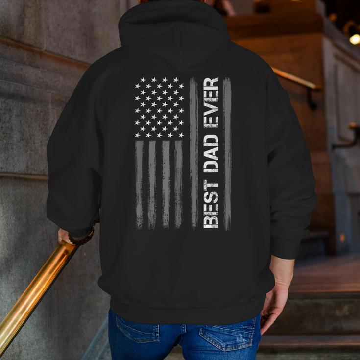 Best Dad Ever American Flag Fathers Day For Zip Up Hoodie Back Print