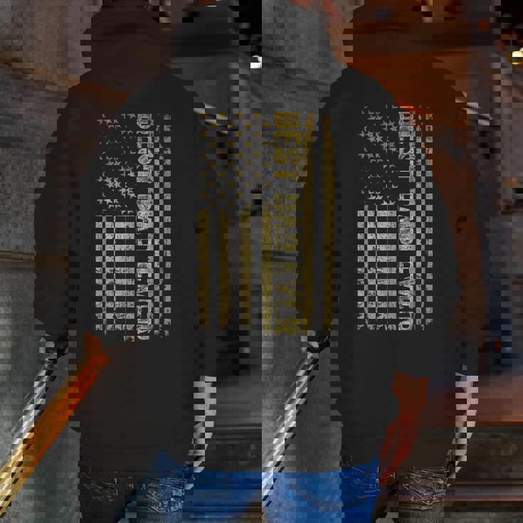 Best Dad Ever Father's Day Us American Flag Fathers Day Zip Up Hoodie Back Print