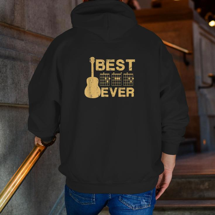 Best Dad Ever Guitar Chord Musician Guitarist Father's Day Zip Up Hoodie Back Print