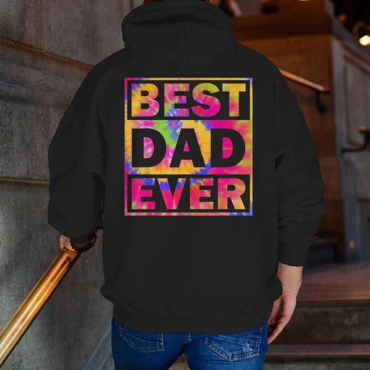 Best Dad Ever With Us Flag Tie Dye Fathers Day Zip Up Hoodie Back Print