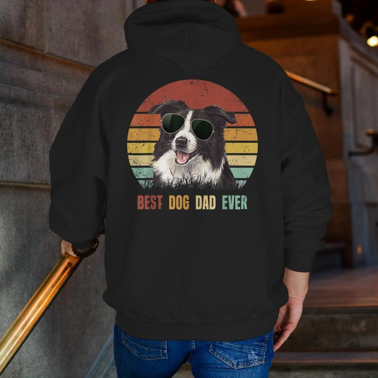 Best Dog Dad Ever Border Collie Father's Day Zip Up Hoodie Back Print