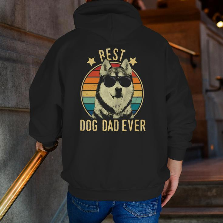 Best Dog Dad Ever Siberian Husky Father's Day Zip Up Hoodie Back Print