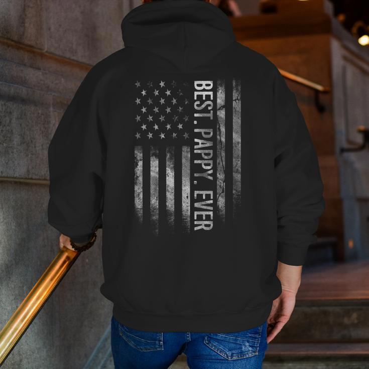 Best Pappy Dad Ever Vintage American Flag Father's Day Zip Up Hoodie Back Print