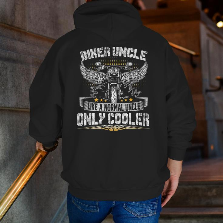 Biker Uncle Motorcycle Father's Day For Fathers Zip Up Hoodie Back Print