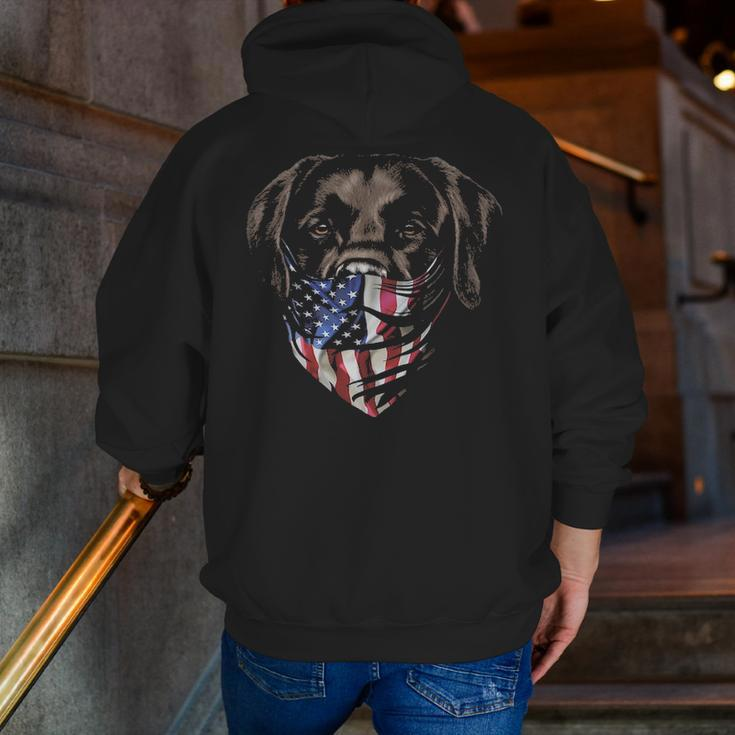 Brown Labrador In Patriotic Usa America Bandana Dog Zip Up Hoodie Back Print
