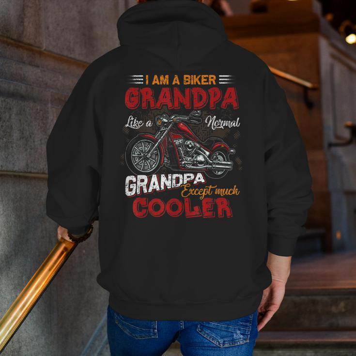 Car Bike Motorcycle Lover I Am A Cool Biker Grandpa Zip Up Hoodie Back Print