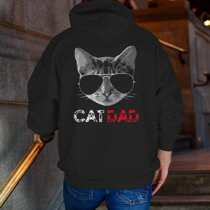Cat Dad Father's Day For Cat Lovers Zip Up Hoodie Back Print