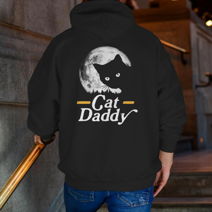 Cat Daddy Vintage Eighties Style Cat Retro Full Moon Zip Up Hoodie Back Print