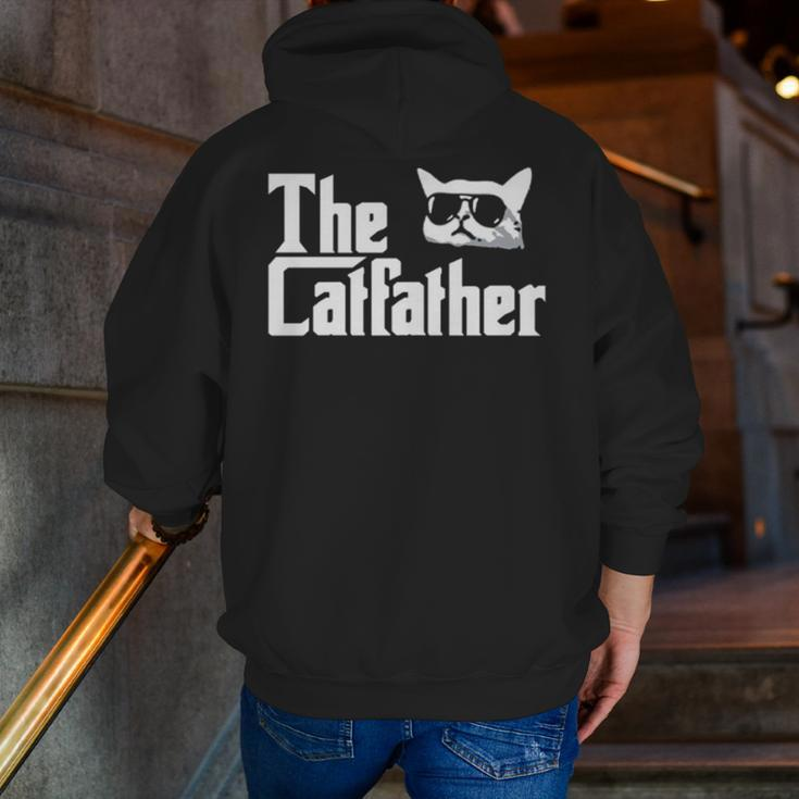 The Catfather Cat Dad Zip Up Hoodie Back Print