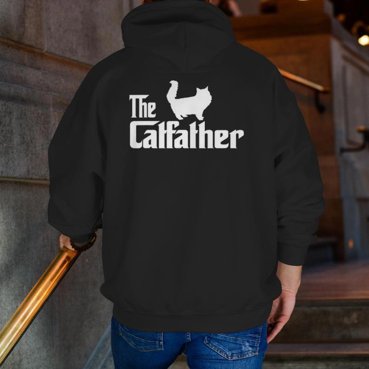 The Catfather Persian Cat Lover Father Cat Dad Zip Up Hoodie Back Print