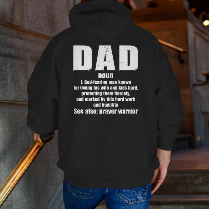 Christian Dad Definition Fathers Day 2021 Prayer Warrior Zip Up Hoodie Back Print