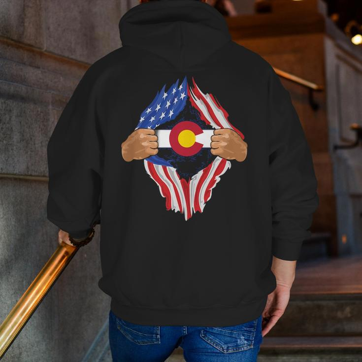 Colorado Roots Inside State Flag American Proud Zip Up Hoodie Back Print