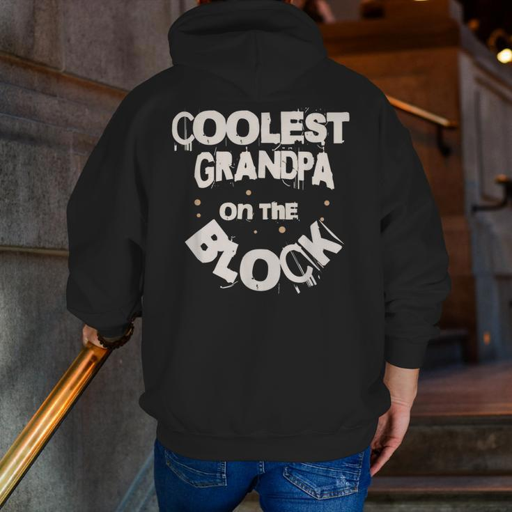 Coolest Grandpa On The Block Zip Up Hoodie Back Print