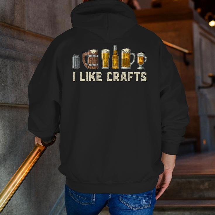 I Like Crafts Craft Beer Microbrew Hops Dad Men Zip Up Hoodie Back Print