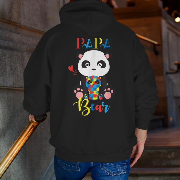 Cute Panda Bear Lovers Papa Panda Autism Father Puzzle Baby Zip Up Hoodie Back Print
