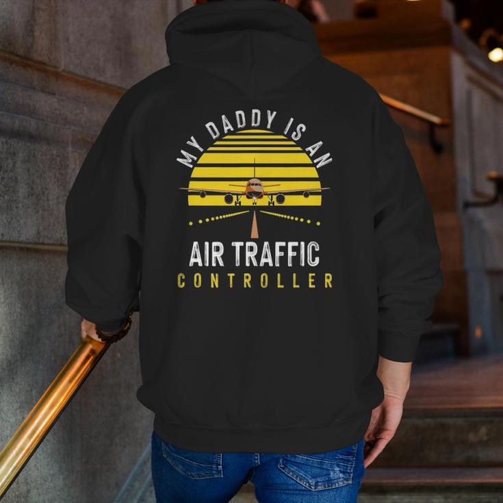 Dad Air Traffic Controller Daddy Father Atc Airplane Zip Up Hoodie Back Print